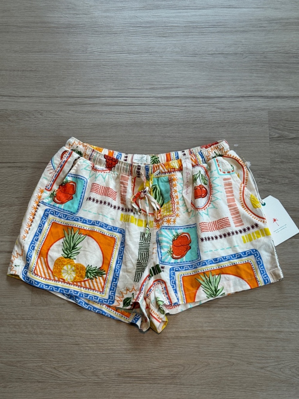 Multicolor Patterned Women's Linen Beach Shorts